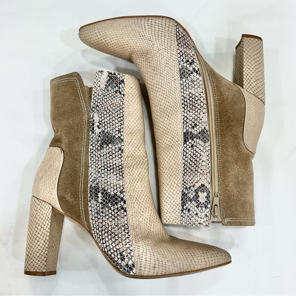 Matisse Cobra Block Heel Booties Ivory/Snakeskin Size 8.5 - Picture 9 of 11